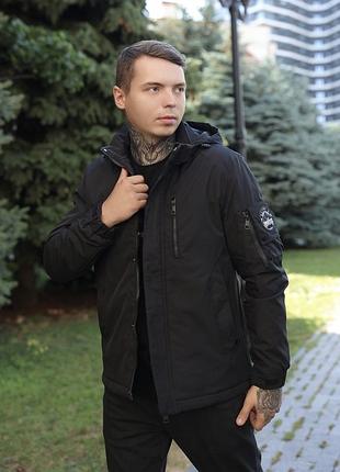 Куртка bihor мужская демисезонная l–5xl (46–56), турция, классическая,черный, l