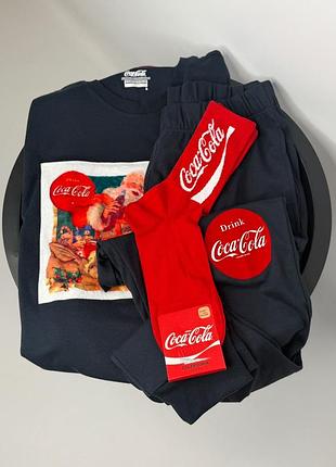 Акция! мужская (унисекс) пижама / костюм intimissi coca-cola + носки в подарок | размеры: s, m, l, xl