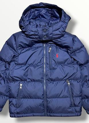 Дитячий пуховик polo ralph lauren (оригінал), темно-синій теплий пуховик на зиму для хлопчика 8 років