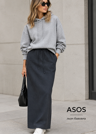 Юбка -колонная asos лен хлопок длинная макси