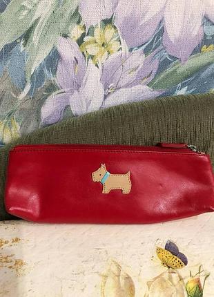 Кожаный пенал косметичка radley london натуральная кожа красный