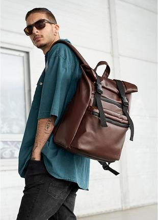 Чоловічий рюкзак ролл sambag rolltop шоколадний