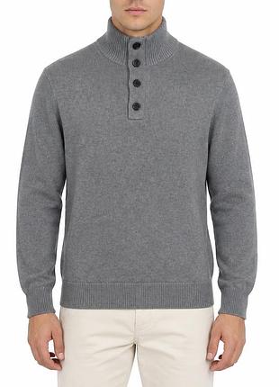 Светр чоловічий tommy hilfiger henley на ґудзиках, розмір s, сірий, в'язаний