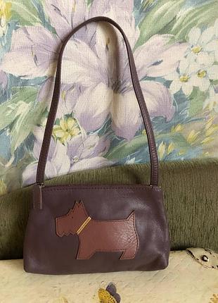 Кожаная мини сумочка шт radley london натуральная кожа фиолетовая