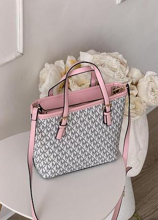 Сумка женская michael kors jet set travel extra-small top-zip tote, женская сумка майкл корс розовая