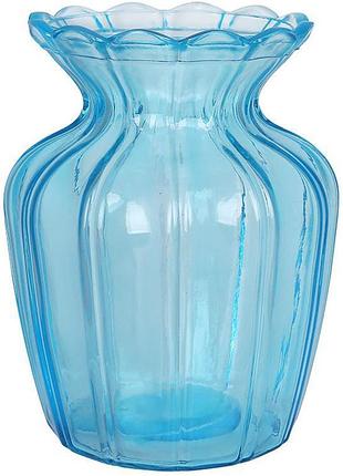 Ваза стеклянная настольная "flower glass" ø10х15см, голубая