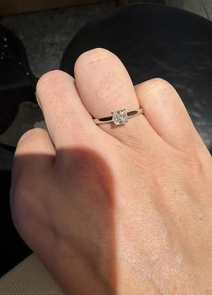 Кільце срібне з лабораторним діамантом aшер 0.59ct 3