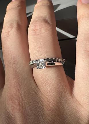 Кільце срібне з лабораторним діамантом aшер 0.59ct 2