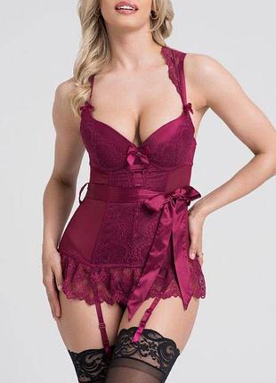 Корсет lovehoney з мереживом та поясом + трусики