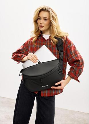 Жіноча cумка-бананка під ноутбук sambag urban laptop чорна