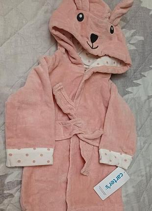 Халат для дівчаток carter's рожевий махровий з вушками