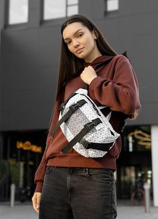 Велика жіноча поясна сумка бананка sambag dynamicdart тканева принт "square"