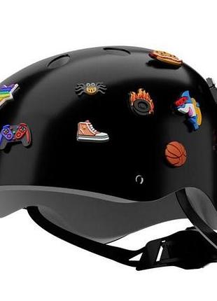 Защитный шлем с пинами «сделай сам» чорный глянцевый, размер м 55-58 cм (9vm044b)
