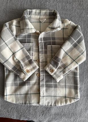 Сорочка для хлопчика h&m в клітинку, утеплена, розмір 86, сіро-біла