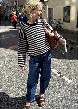 Жіночий светр zara в смужку, вовняний, кашеміровий