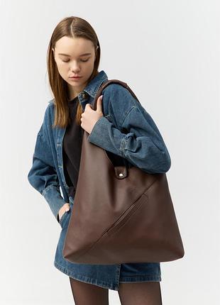 Женская сумка sambag хобо m шоколадная