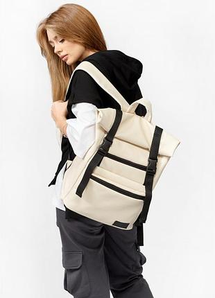 Рюкзак женский ролл sambag rolltop zard молочный с отделением для ноутбука экокожа городской
