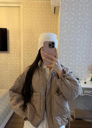 Куртка жіноча zara стьобана бежева xs