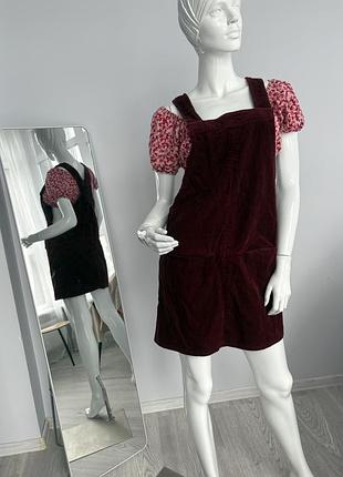 Сарафан вельветовий new look бордовий, розмір s