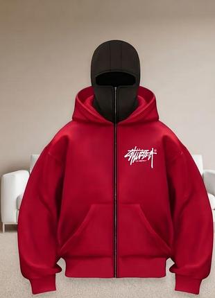 Кофта чоловіча stüssy y2k з подвійним капюшоном, червона