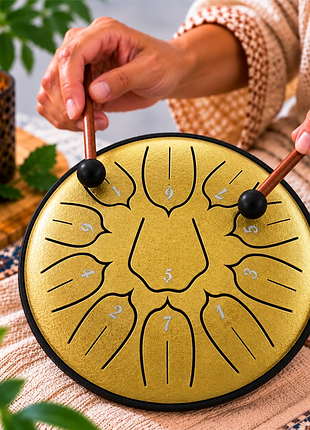 Глюкофон "happy drum" 11 нот цвет золотой бриллиант