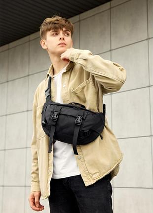 Большая мужская поясная сумка бананка sambag dynamicdart принт "palm" тканая