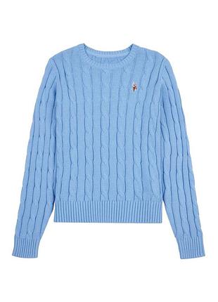Джемпер жіночий u.s. polo assn. блакитний бавовняний фактурної в'язки
