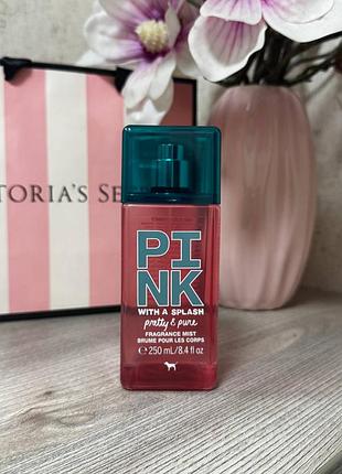Парфумований зволожуючий спрей для тіла victorias secret pink with a splash - pretty & pure fragrance mist