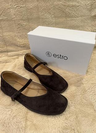 Туфлі жіночі estro коричневі, розмір 39 (вказано 40), замшеві