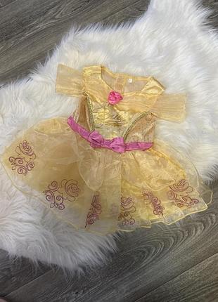Сукня для дівчинки ошатна жовта з рожевим декором