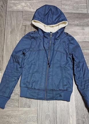 Куртка жіноча adidas спортивна синя з капюшоном s/m
