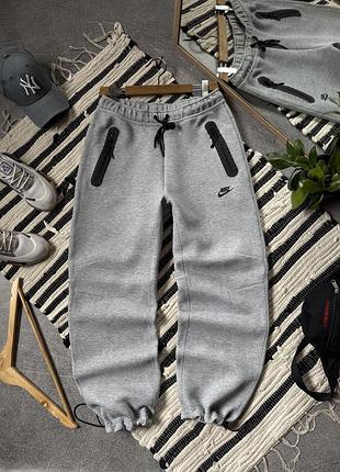 Штани чоловічі спортивні nike tech fleece оригінал сірі на затяжках кулісках найк теч фліс m