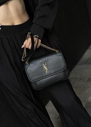 Сумка niki in grained lambskin black/gold