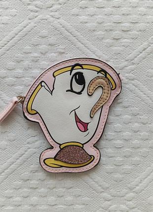 Кошелек-монетница на молнии в виде чашки чипа (chip) из мультфильма «красота и чудовище» от бренда disney