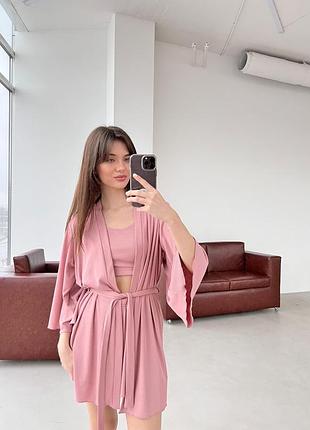Халат рожевий в рубчик 2