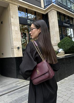 Сумка niki in grained lambskin burgundy/gold 3