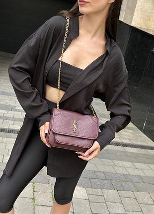 Сумка niki in grained lambskin burgundy/gold 4