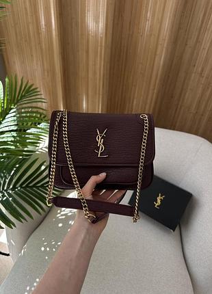 Сумка niki in grained lambskin burgundy/gold 6