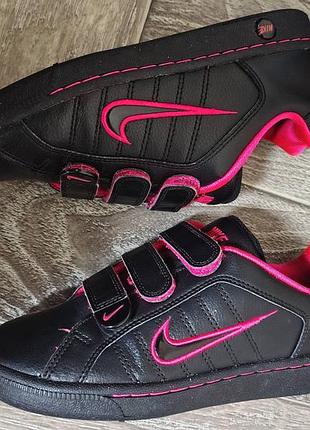 Кросівки жіночі nike чорні з рожевим, розмір 36.6, шкіряні