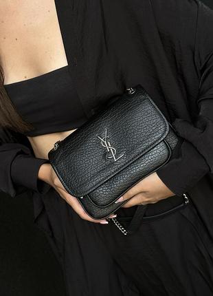 Сумка niki in grained lambskin black/silver 2