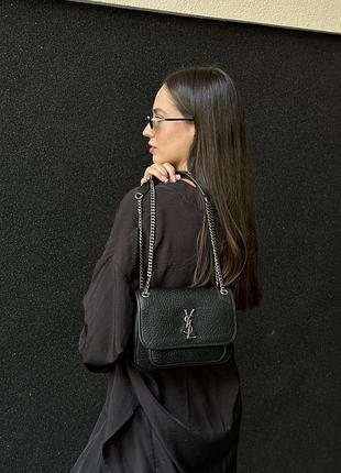Сумка niki in grained lambskin black/silver 4