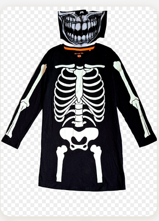 Платье скелетон светится halloween карнавальный костюм для девочки на 9-10 лет