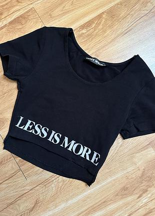 Чорна футболка / кроп-топ tally weijl «less is more»