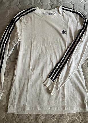 Лонгслів adidas білий з чорними смужками