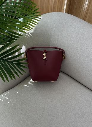 Сумка-бочонок medium le 37 shiny leather bucket bag burgundy