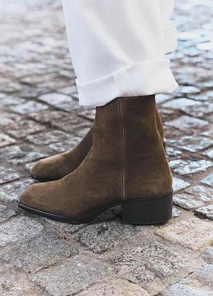 Черевики жіночі хакі замшеві zara new