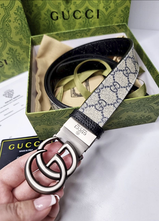 Шкіряний ремінь gucci двосторонній 3,5 см, ремінь гуччі, ремінь натуральна шкіра, комплект додатково