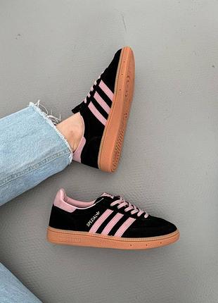 Кросівки жіночі adidas spezial чорні з рожевим, замшеві, розміри 36-40