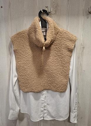 Жіночий жилет h&m з коміром на блискавці, бежевий