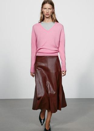 Спідниця жіноча бордова під шкіру zara new